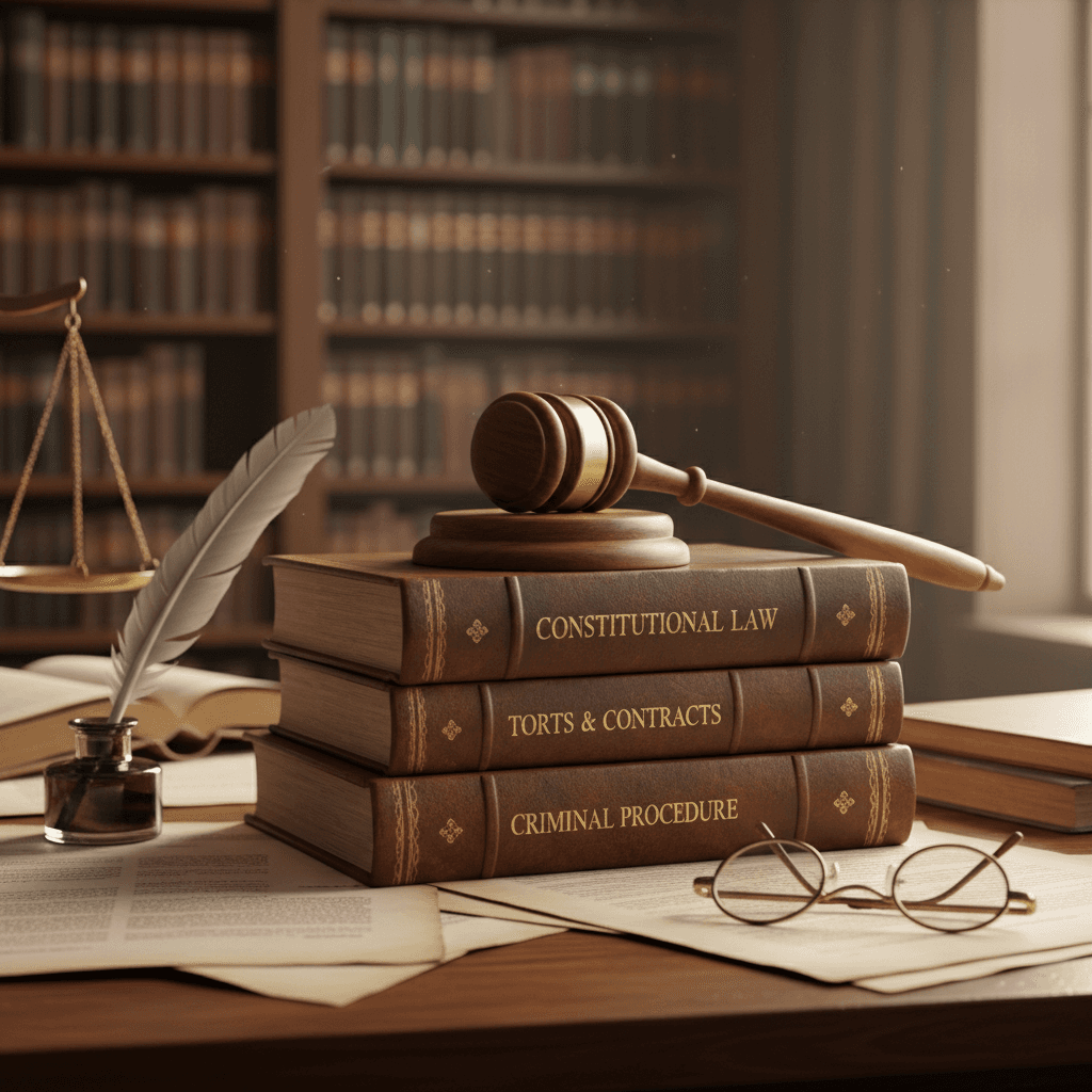 Law books and gavel